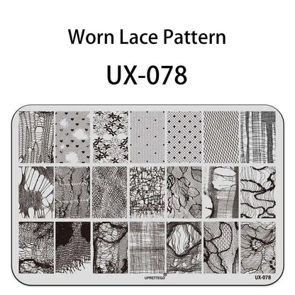 UX Serial 2 Stainless Steel Stamping Plate Template – Vintage Abstract Fabric Texture Pattern for Nail Art, Floral Lace, Xmas & Halloween Designs (UX52)