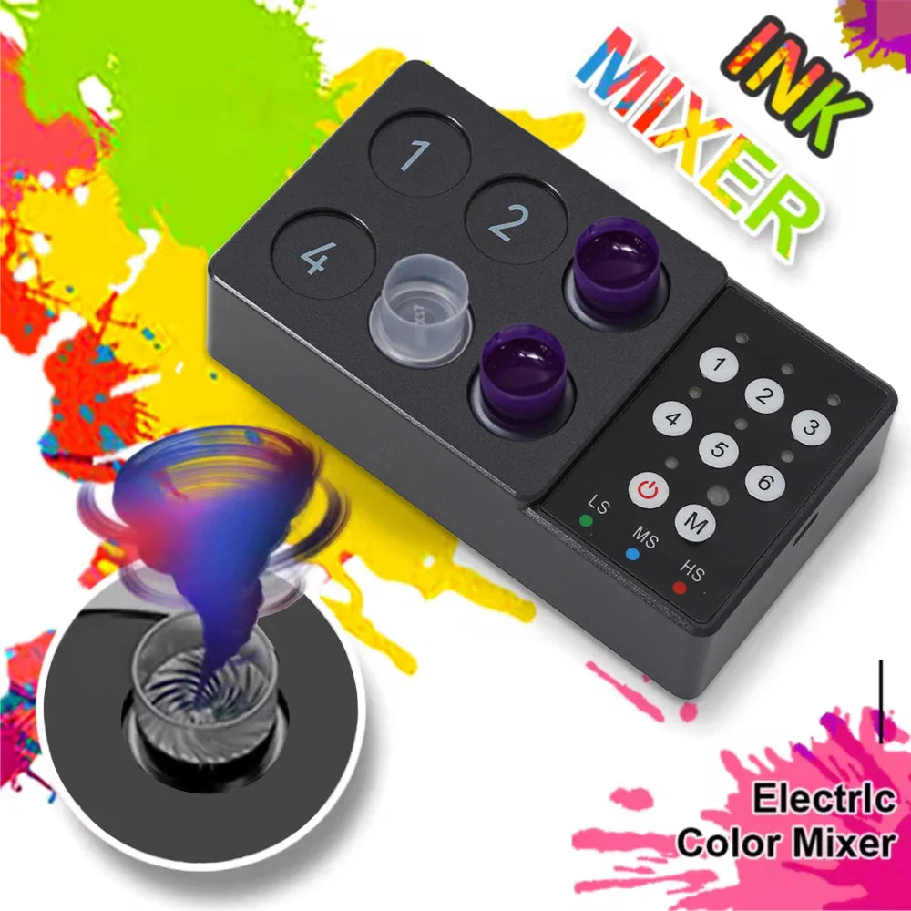 Tattoo Ink Vortex Mixer — Wireless Magnetic Anti-Sedimentation Pigment Stirrer with 100pcs Ink Cups