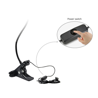 Flexible USB Table Lamp with Clip - Bedside Reading Light and Book Lamp for Bedroom Decor