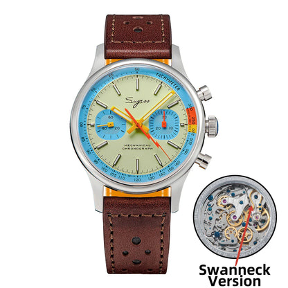 Sugess Men's Chronograph Mechanical Watch – Seagull ST19 Swan Neck Movement with Sapphire Crystal Racing V2
