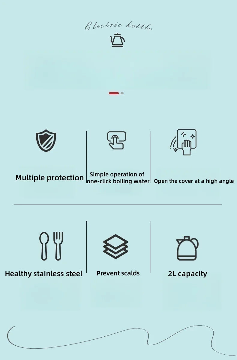 2L Travel Electric Kettle | Stainless Steel Portable Water Boiler for Tea, Coffee & Kitchen