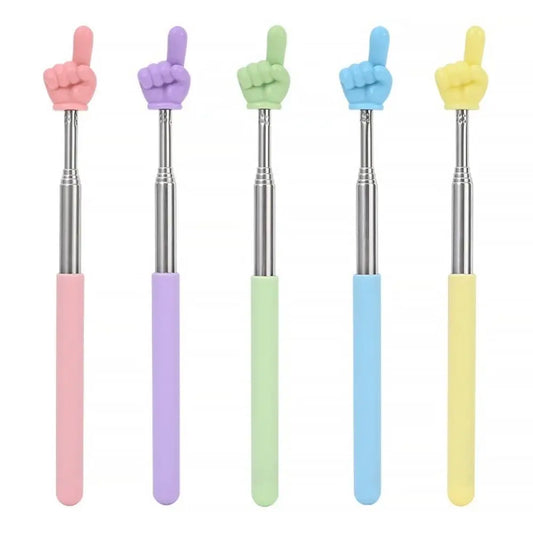 Stainless Steel Telescopic Teaching Pointer – Finger-Design Reading & Presentation Stick for School & Office Supplies