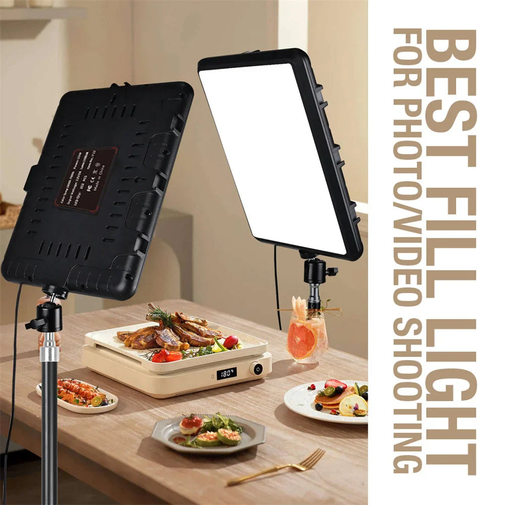 High Power 352-LED Video Light Panel – 2800K-7000K Adjustable Studio Fill Lamp with Light Stand for Live Streaming Photography