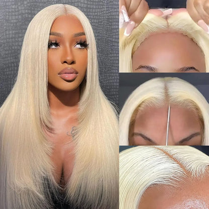 HD Transparent 613 Blonde Straight Wig – 13x4/13x6 Lace Front, Pre-Plucked Brazilian Human Hair Lace Frontal Wig for Women