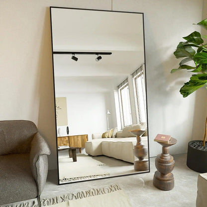 Large Full Length Mirror 34"x76" – Floor Body Mirror with Stand, Metal Frame for Wall-Mounted, Hanging or Leaning Vanity Use