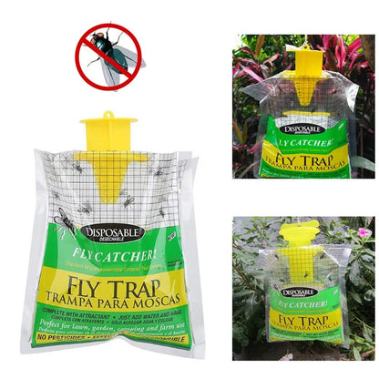 Hanging Fly Trap Bags – Non-Toxic, Water-Soluble Disposable Fly Catchers for Home & Garden
