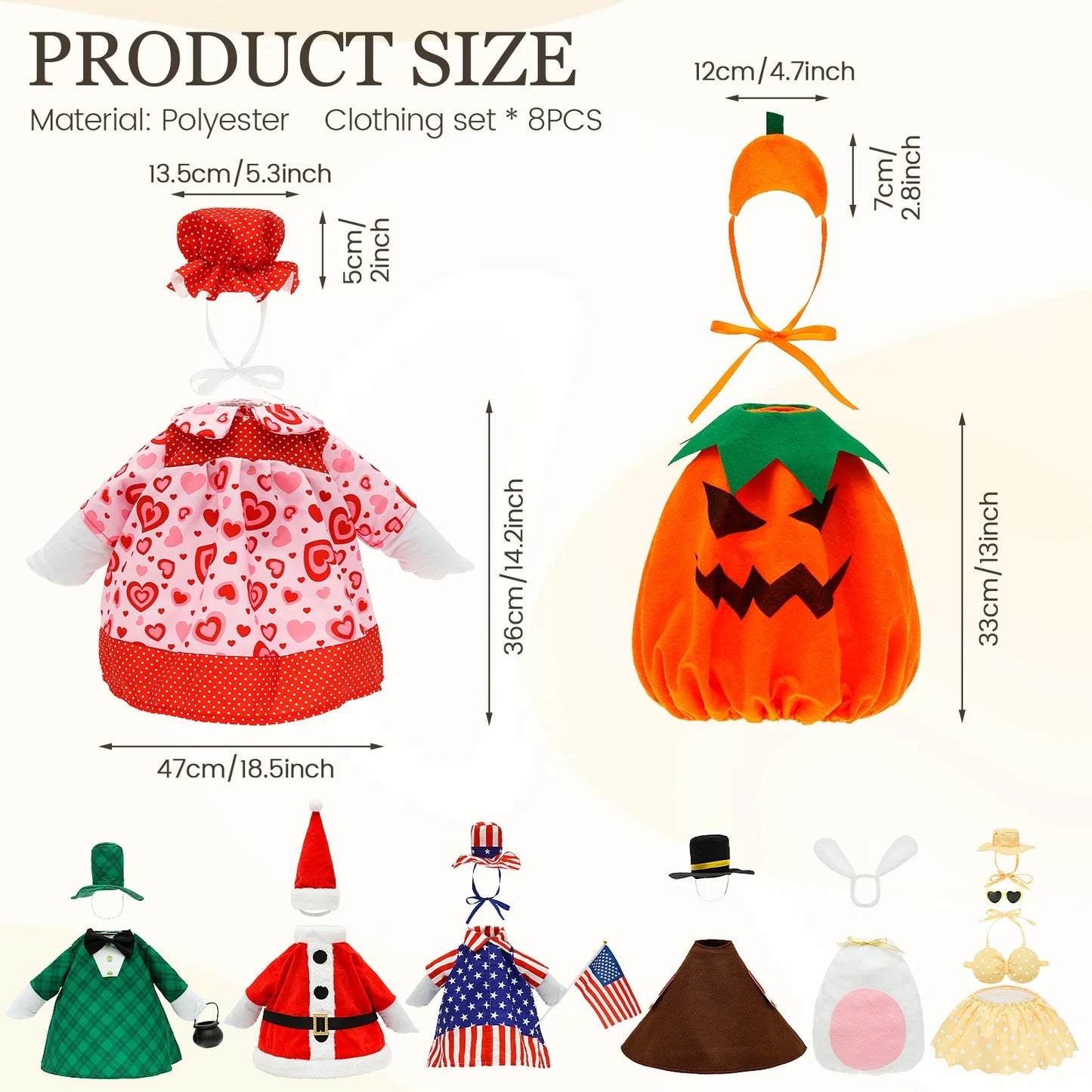 23-Inch Porch Goose Outfit - Seasonal Skirt, Hat & Clothes for Lawn Goose Statue Decoration