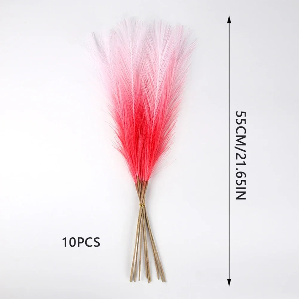 10PCS Artificial Pampas Grass – Fake Reed Flowers for DIY Floral Arrangements, Table Decor, Weddings & Home Christmas Decoration