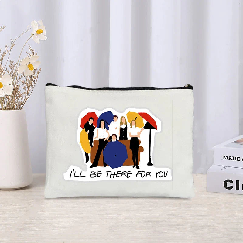 TV Show Friends Makeup Bag for Women - Travel Cosmetic Organizer, Eco-Friendly Canvas Pouch, Kawaii Purse and Pencil Case