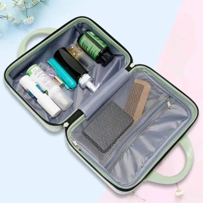 Portable 14-Inch Mini ABS Travel Suitcase – Waterproof Handheld Luggage & Makeup Storage Box with Zipper