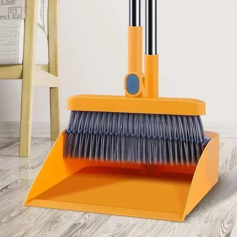 Household Broom & Dustpan Set - Foldable Sweeping Brush with Adjustable Handle and Garbage Shovel