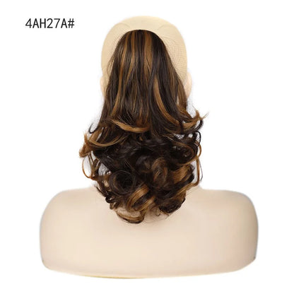 12-Inch Synthetic Wavy Curly Ponytail Hair Extension with Claw Clip – Mixed Blonde Hairpiece for Women