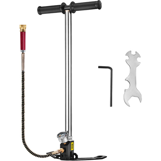 VEVOR 3-Stage High-Pressure Hand Pump — 4500PSI PCP Air Pump with Pressure Gauge for Tires, Kayaks, Balls & Air Guns