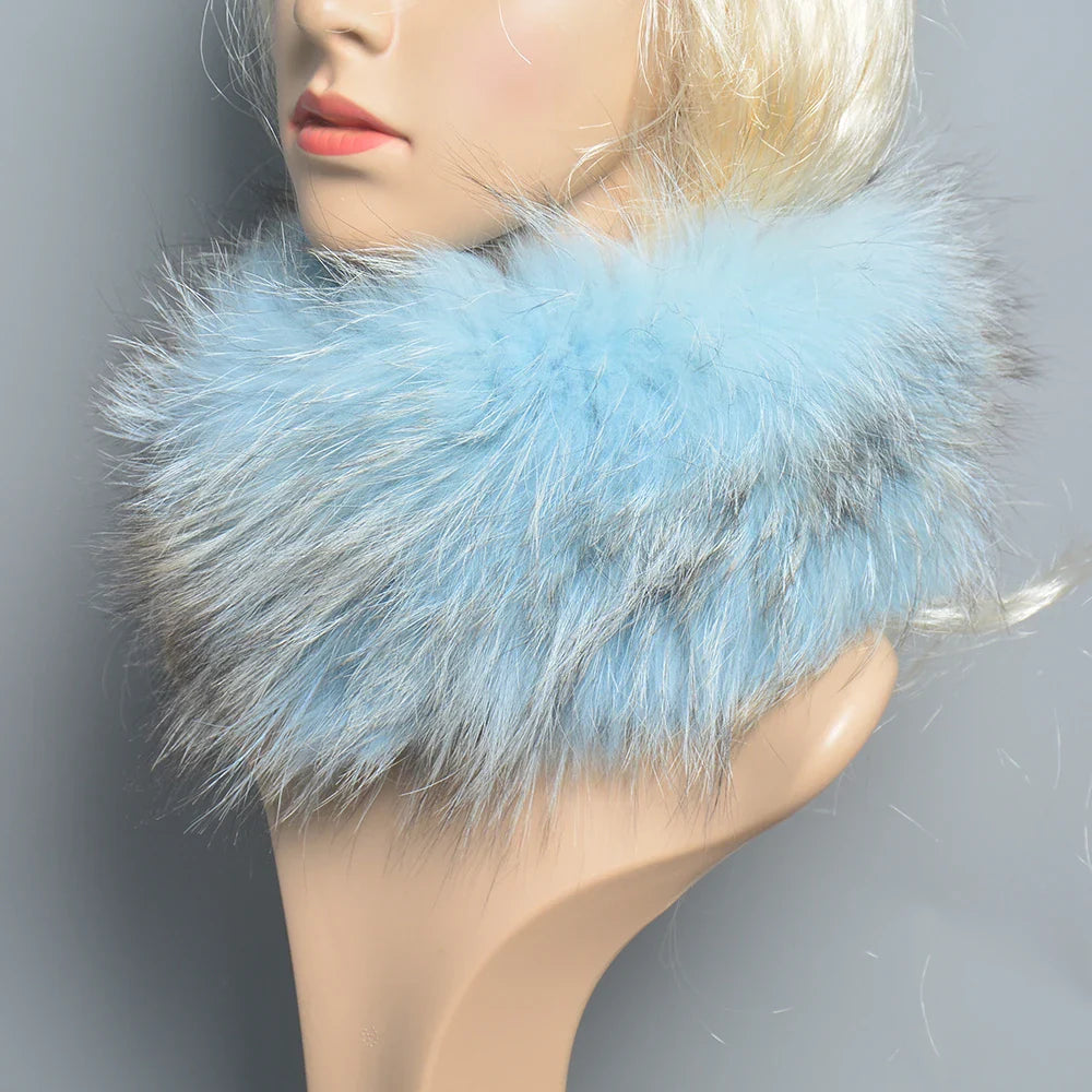 2025 Real Fox Fur Scarf and Headband – Luxury Winter Neck Warmer for Women, 100% Natural Fur, Elastic Ring Muffler
