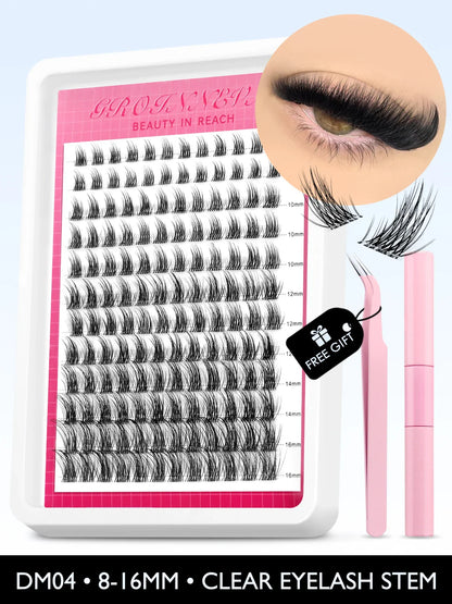 Fluffy C Curl Lash Cluster Kit (10–18mm) – DIY Eyelash Extensions Set with Bond & Seal for Natural Volume Lashes
