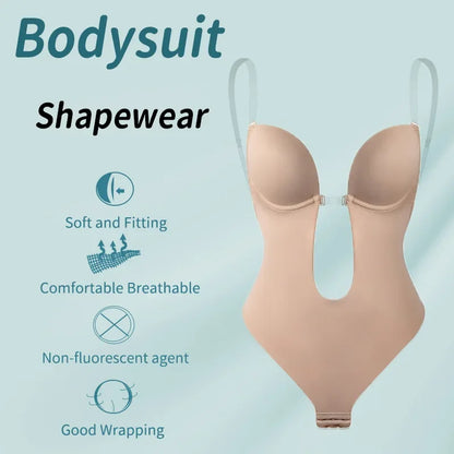 Women's Backless Full Body Shaper Bodysuit Thong – Tummy Control Slimming Shapewear Girdle Underwear
