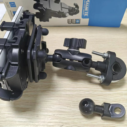Adjustable Motorcycle Phone Holder with Shock Absorber – 360° Rotating Mobile Mount for Scooter, ATV, Bike