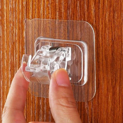 Self-Adhesive Adjustable Curtain Rod Hooks – Nail-Free Clamp Clips for Shower, Storage & Hanging Rails