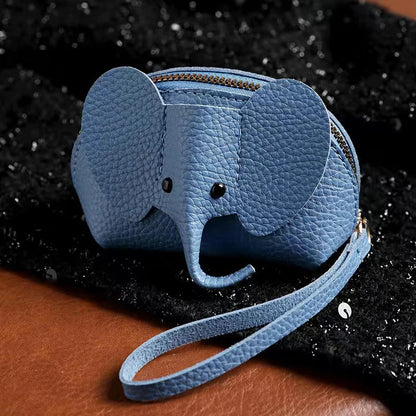 PU Leather Elephant Coin Purse for Women – Multifunctional Money Bag with Key Ring & Zipper Storage Key Case