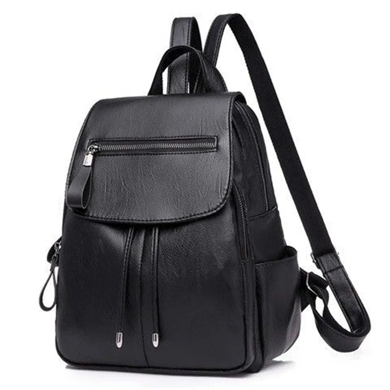 Versatile Soft Leather Women’s Bag – Dual Shoulder Korean Style Handheld & Waterproof Travel Backpack
