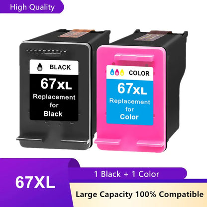 HP 67 / 67XL Compatible Ink Cartridge Set – Replacement High Yield Ink for HP DeskJet 1225, 2732, 2752, 2755, 4158 & ENVY 6052 Printers