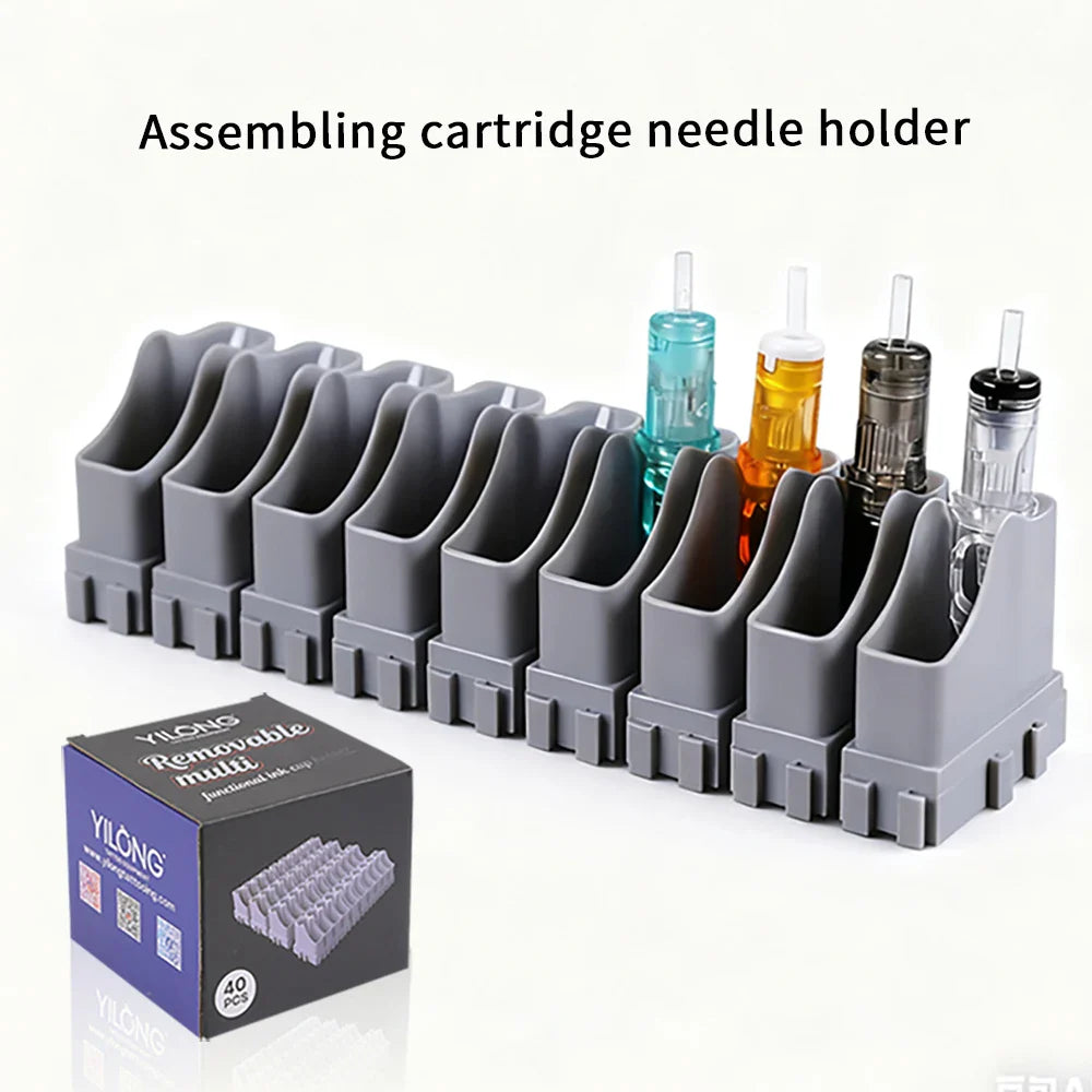 YILONG Multi-Spliced Tattoo Ink Cup & Cartridge Holder — ABS Desktop Storage Rack for Tattoo Accessories