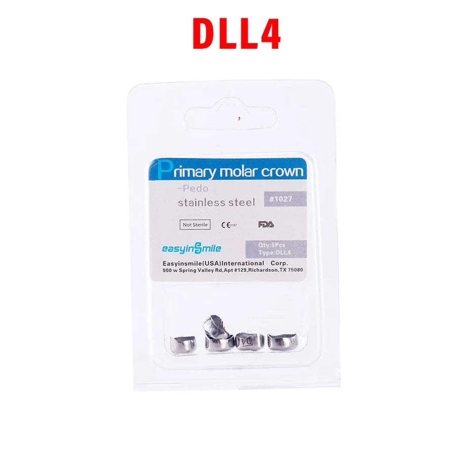 5PCS EASYINSMILE Kids Stainless Steel Dental Crowns – Primary Molar Teeth Refill D2-D7