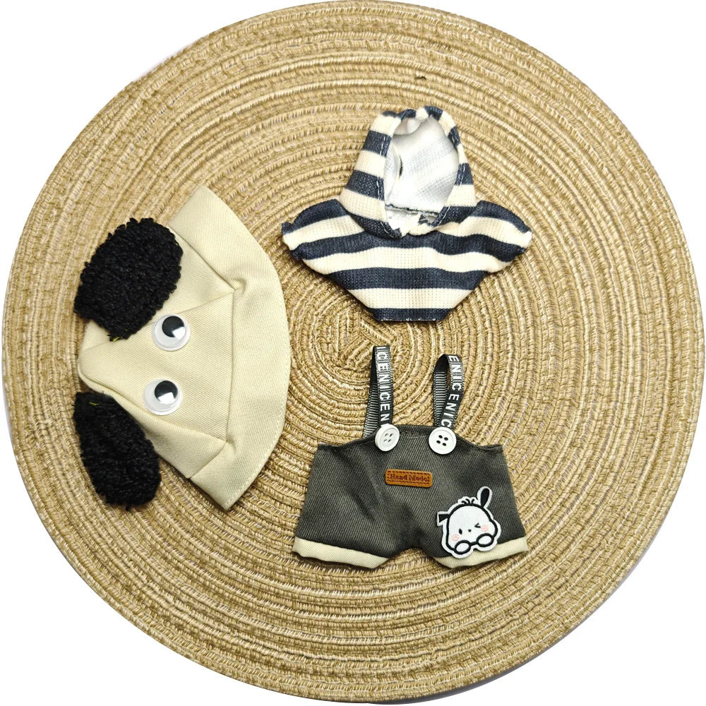 17cm Labubu Plush Doll Clothes – Macaron Outfit, Hair Accessories, DIY Clothing for V1 V2 Dolls & Kids Gift