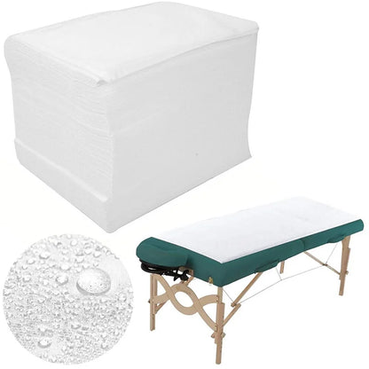 100pcs Disposable White Salon & Massage Table Covers – Breathable Non-Woven Spa & Tattoo Bedsheets