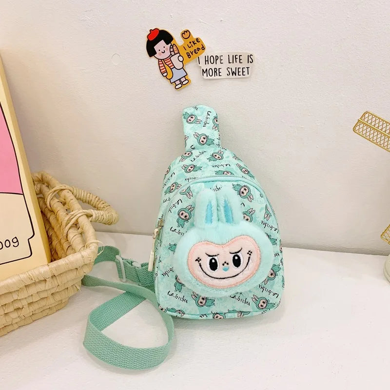 Kids Cartoon Plush Backpack – Cute Animal Crossbody Chest Bag, Lightweight & Spacious for School, Travel, Daily Use