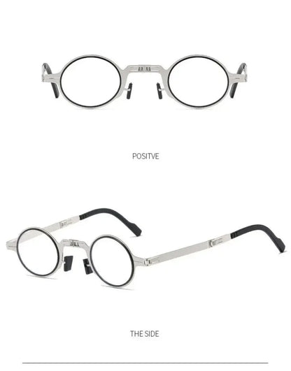 Unisex Folding Reading Glasses – Full Metal Frame, Transparent Lenses, Anti-Blue Light with Case