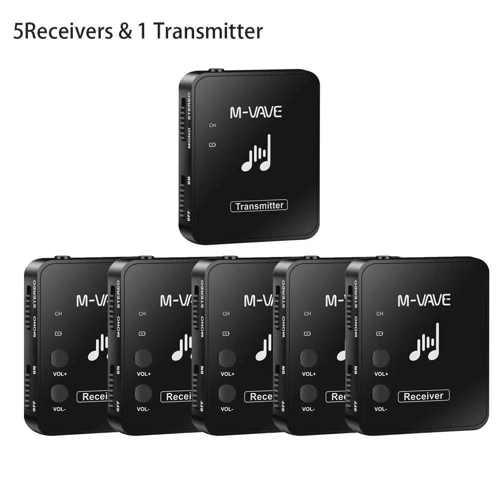M-vave WP-10 2.4G Wireless Earphone Monitor – Rechargeable Transmitter & Receiver with Volume Button, Supports Stereo & Mono Cuvave