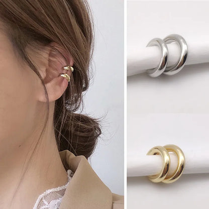Unique Asymmetrical Round Cartilage Ear Clip: Metal Fake Piercing for Women & Girls - Fashion Ear Cuff Jewelry Christmas Gift