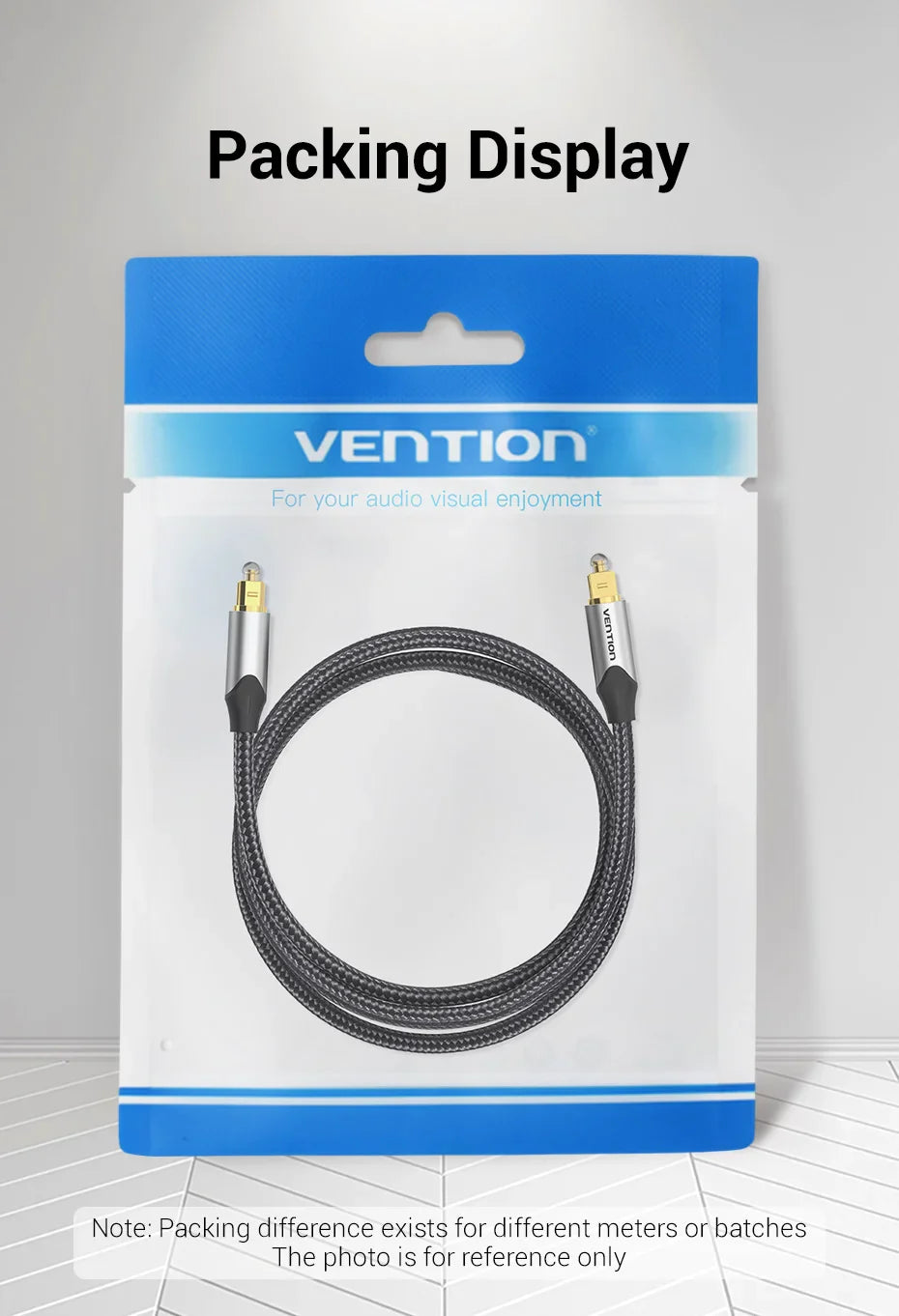 Vention Digital Optical Audio Cable – Toslink SPDIF Coaxial, 1m/2m for Amplifiers, Blu-ray, Xbox 360, PS4, Soundbar, Fiber Cable