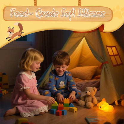 Fox Silicone Night Light – Squishy Touch Lamp, Rechargeable, Dimmable Timer Bedside Lamp, Novelty Gift for Breastfeeding