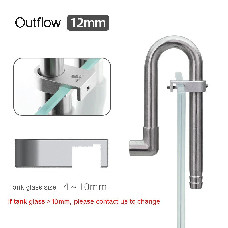 AQUAPRO Mini Stainless Steel Skimmer – Inlet & Outlet Pipes for Aquarium Fish Tanks, Filtro Accessories
