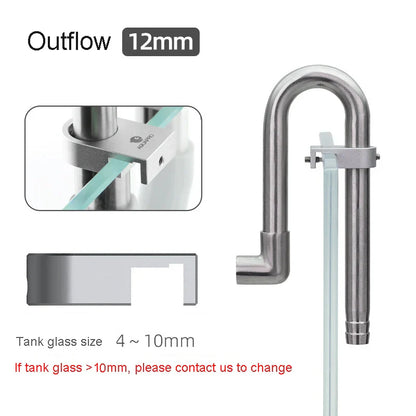 AQUAPRO Mini Stainless Steel Skimmer – Inlet & Outlet Pipes for Aquarium Fish Tanks, Filtro Accessories