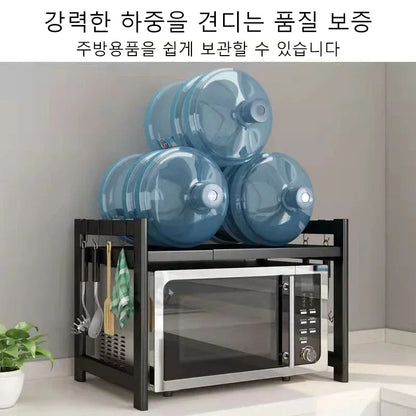 Expandable Microwave Oven Shelf — Thickened Kitchen Countertop Storage Rack for Organizing Appliances