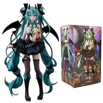Anime Little Devil Hatsune Miku PVC Model – Handmade Dark Angel Raccoon Chuyin Collectible Ornament