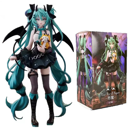 Anime Little Devil Hatsune Miku PVC Model – Handmade Dark Angel Raccoon Chuyin Collectible Ornament