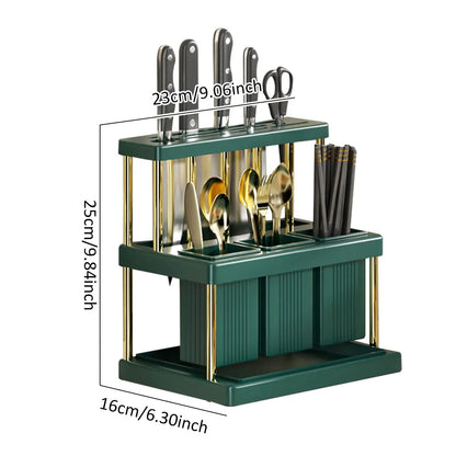 Multi-Function Kitchen Knife Holder and Cutlery Drainer Rack - Space-Saving Kitchen Utensil Organizer - New and Practical
