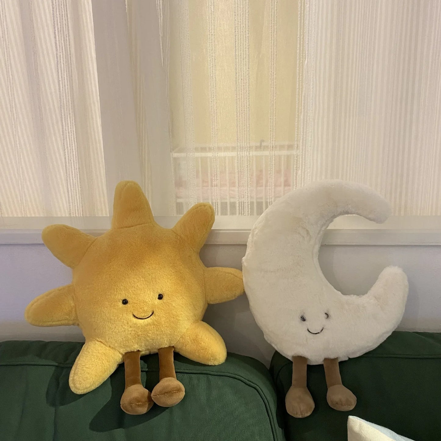 Adorable Smile Face Moon & Sun Plush Toy – Cute Cartoon Weather Stuffed Pillow for Kid's Bedroom Decor & Sofa