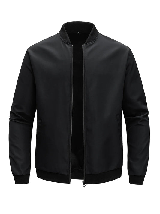 2024 Men's Spring Autumn Jacket – Short Loose Baseball Collar, Solid Color, Business Casual Thin Coat