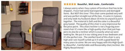 Recliner Massage Chair – Adjustable Fabric Sofa with Lumbar Support, Modern Padded Backrest for Living Room, Grey