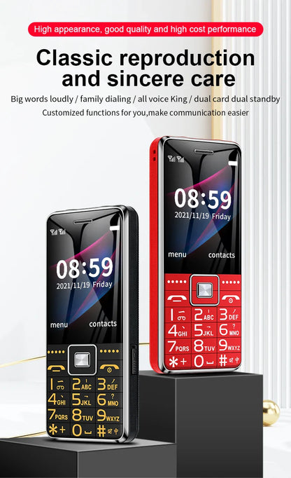 GSM 2G G600 BAR Phone – Dual SIM, 6800mAh Battery, SOS Button, 2.4" Screen, MP3 Recorder Mobile Cellphone for Seniors