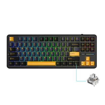 AULA F87 Pro Tri-Mode Mechanical Keyboard – 2.4G/USB/Bluetooth, 87-Key, 5-Layer Silencing, Ideal for Gaming & Typing
