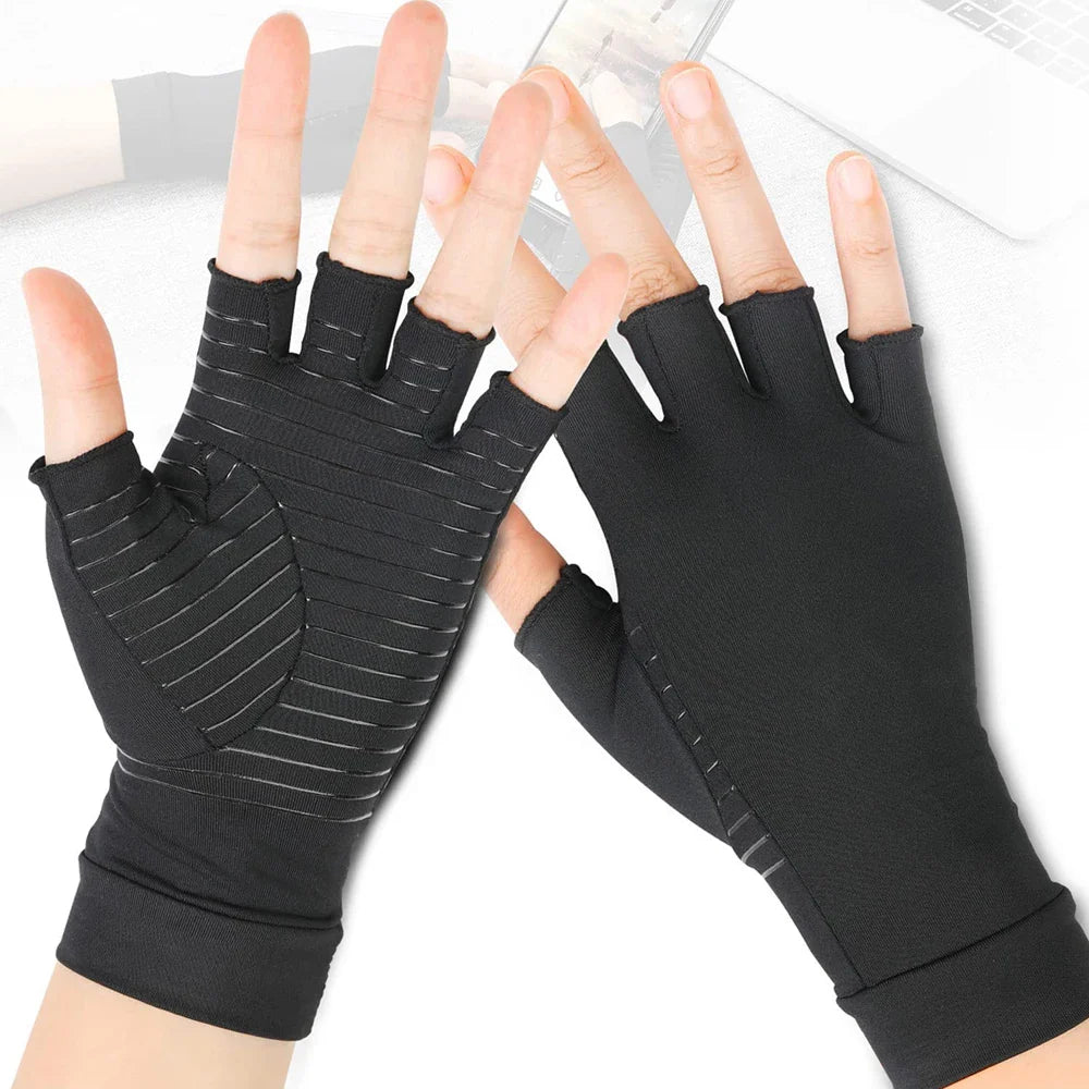 Copper Arthritis Compression Gloves – Fingerless Hand Support for Pain Relief, Swelling & Carpal Tunnel