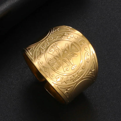 Dawapara 7 Archangels Protection Ring – Metatron Cube, Lilith Symbol, King Solomon Secrets Vintage Amulet Jewelry