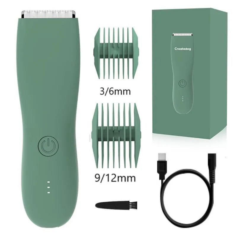 Men’s Body Hair Trimmer – Waterproof Electric Razor with Replaceable Ceramic Blade for Groin & Pubic Grooming