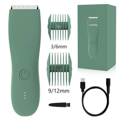 Men’s Body Hair Trimmer – Waterproof Electric Razor with Replaceable Ceramic Blade for Groin & Pubic Grooming